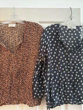Auguste the Label TWO Leopard Print Star Print V-Neck Tops Blouses US 6